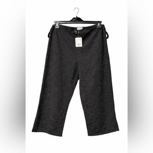 Free People Black Eyelet Cropped Pants